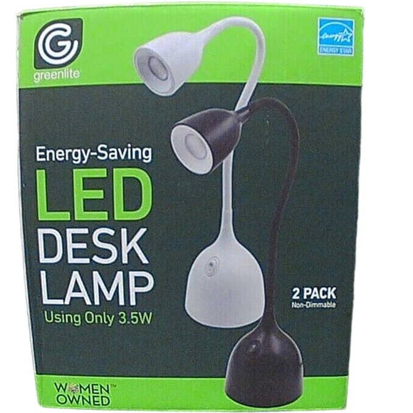 NIB- TWO FLEXIBLE LED DESK LAMPS, 3.5W GREENLITE, 19'' TALL FLEXIBLE - Picture 3 of 5